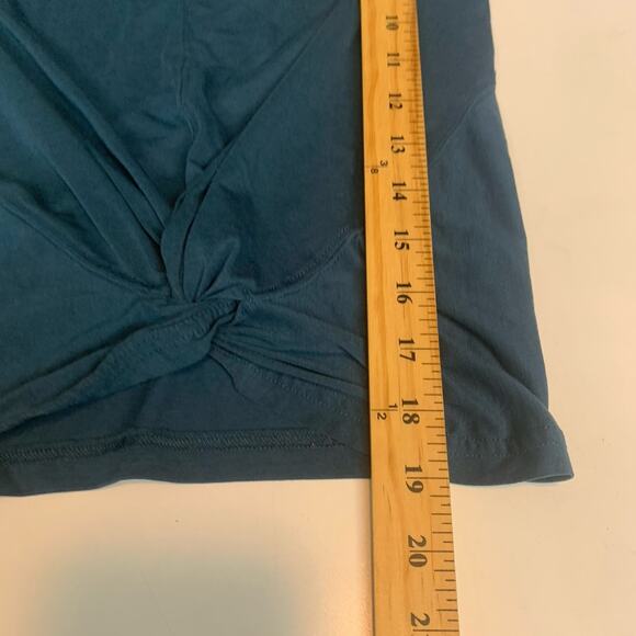 Athleta‎ Shirt Womens XXS Essence Twist Long Sleeve Athleisure Teal Thumbholes - Picture 9 of 9